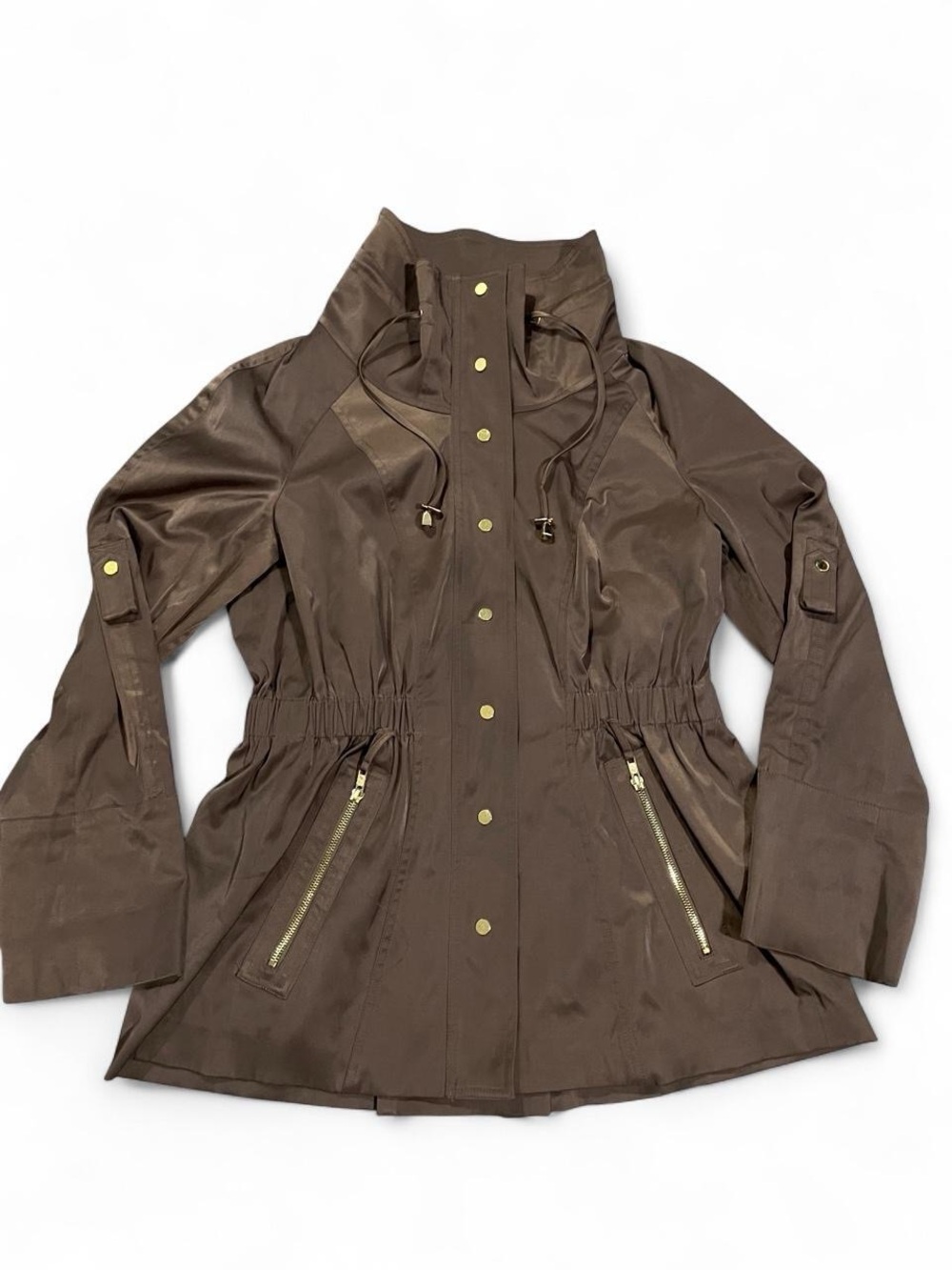 Cache Brown Utility Jacket with Gold-Tone Hardware